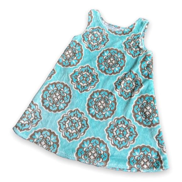 Just Ducky Girls Dress Size 6X Turquoise Tan White Velour Jumper Spring Colors - Picture 2 of 7